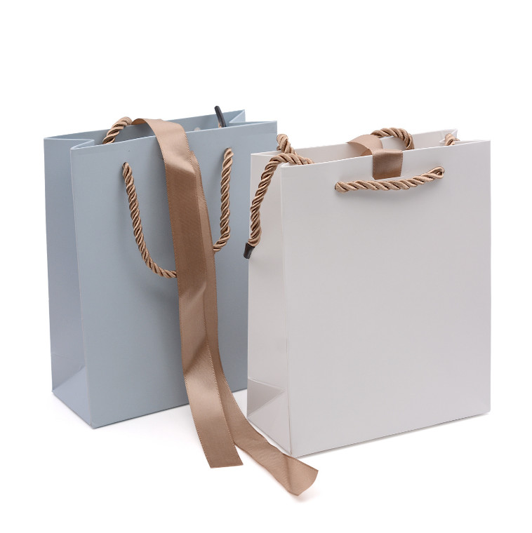 Gift White Cardboard Shopping Bag For Jewelry Clothing Shoes Packaging Custom Printed