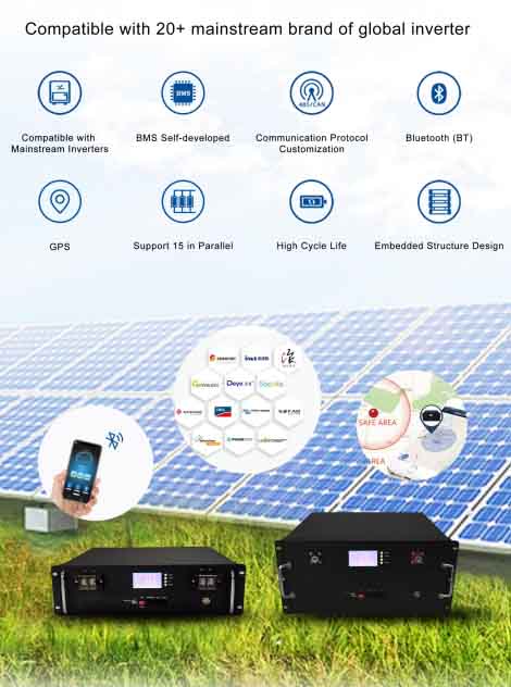 Rack Mount Phosphate Battery Solarbatterie 48v 100ah 200ah Llifepo4 51.2v 5kw Lifepo4 Lithium Ion Solar Storage Batteries