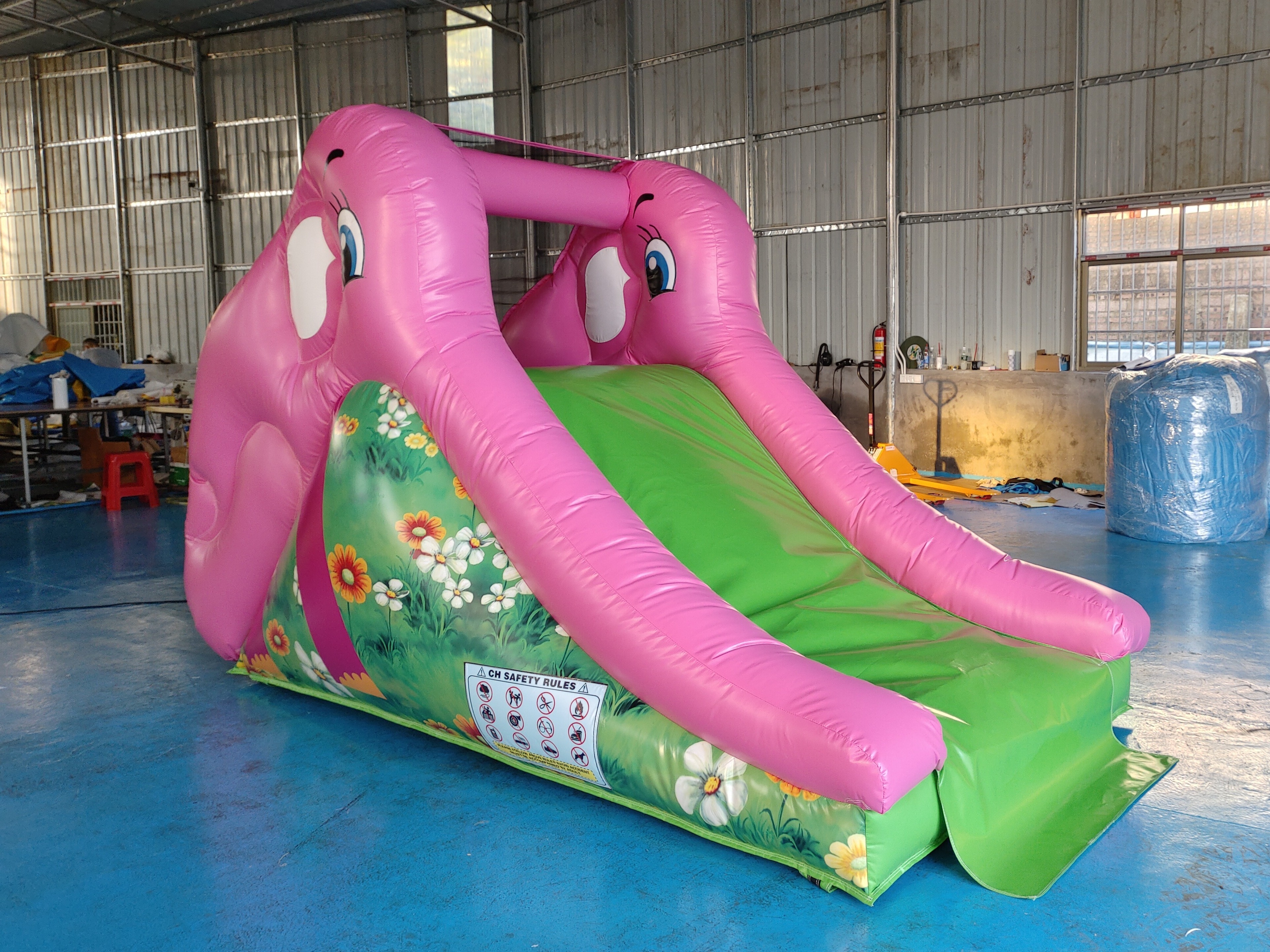 Digital Printing Inflatable Dry Slide Small Inflatable Slide Pink Elephant For Outdoor Indoor For Kids