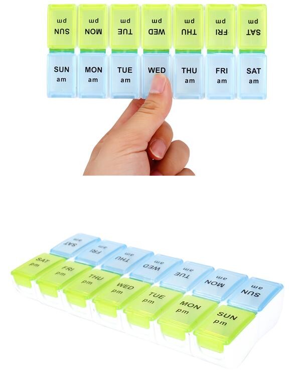 28 compartment column shape plastic pill storage box with pill crush box, Conventional eco-friendly 4 grids plastic trav