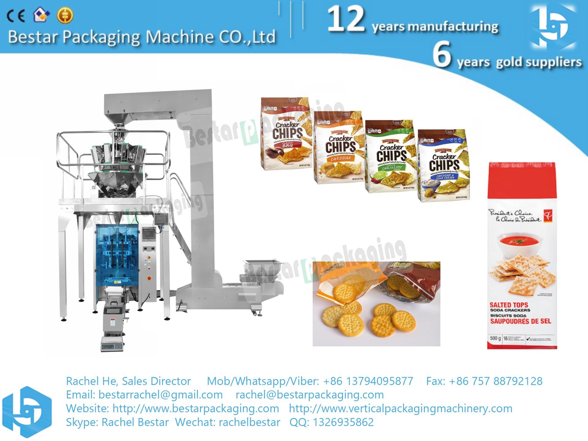 Full automatic grain snack biscuit packing machine with weigher and Z elevator