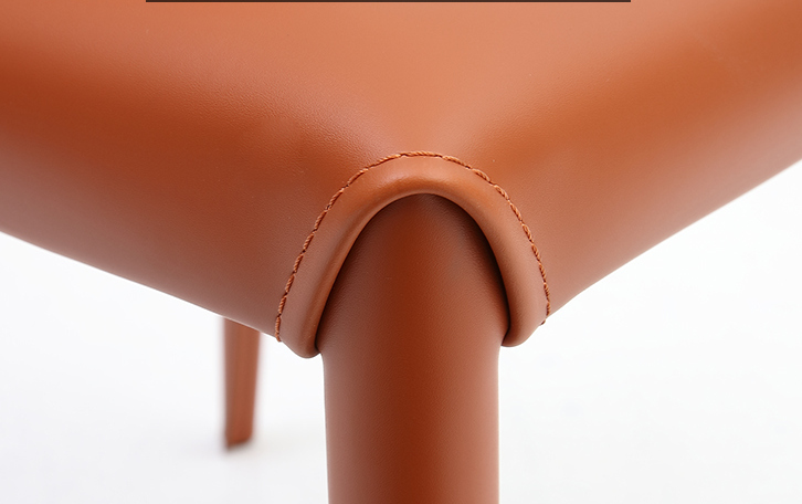 Black Minimalist Dining Chair Saddle Brown Leather Dining Chairs 50cm Seat Height