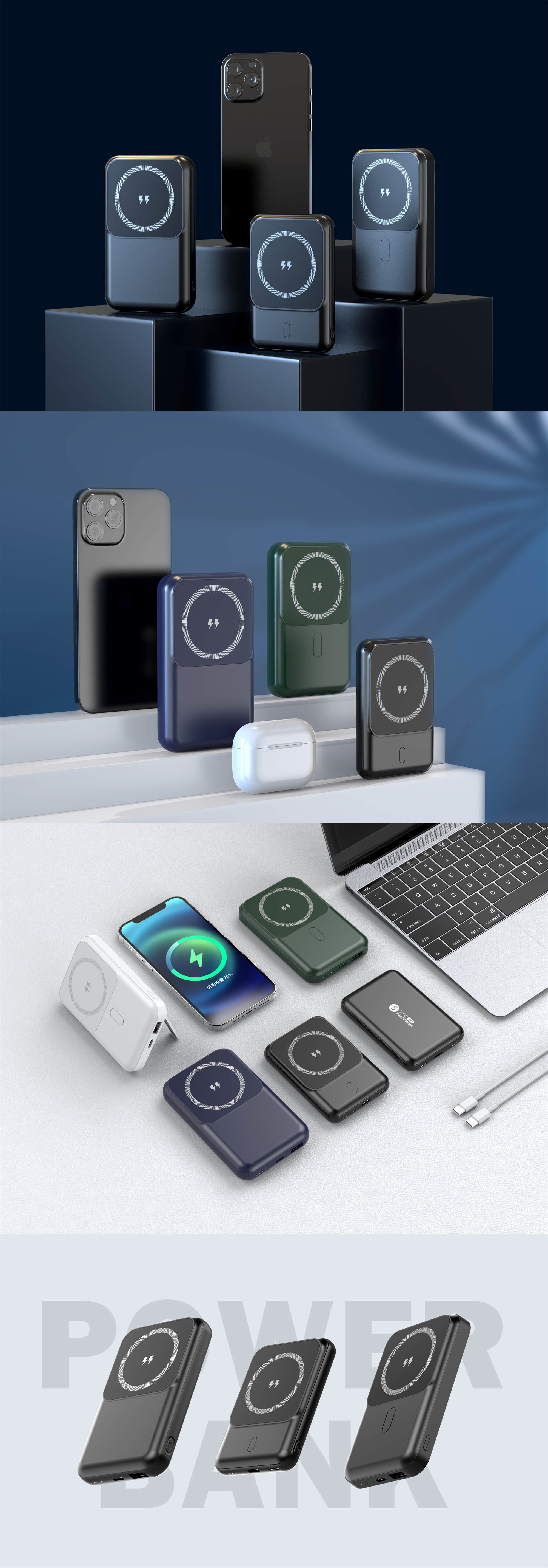 Custom Logo Magnetic Wireless Power Bank 12v 22.5w Pd 10000mah With Phone Stand