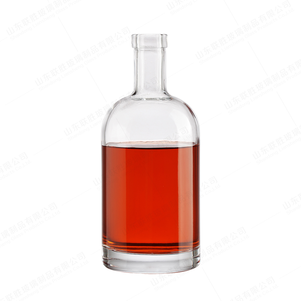 Glass Collar 500ml 700ml 750ml Round Barrique CT Spirit Glass Bottle for OEM/ODM