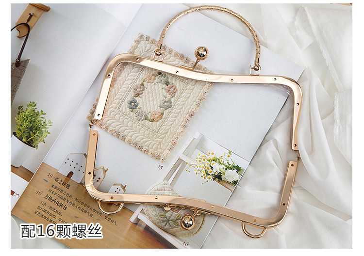 Shiny Ball Clasp Flower Evening Bag Frame With Zinc Alloy Handle