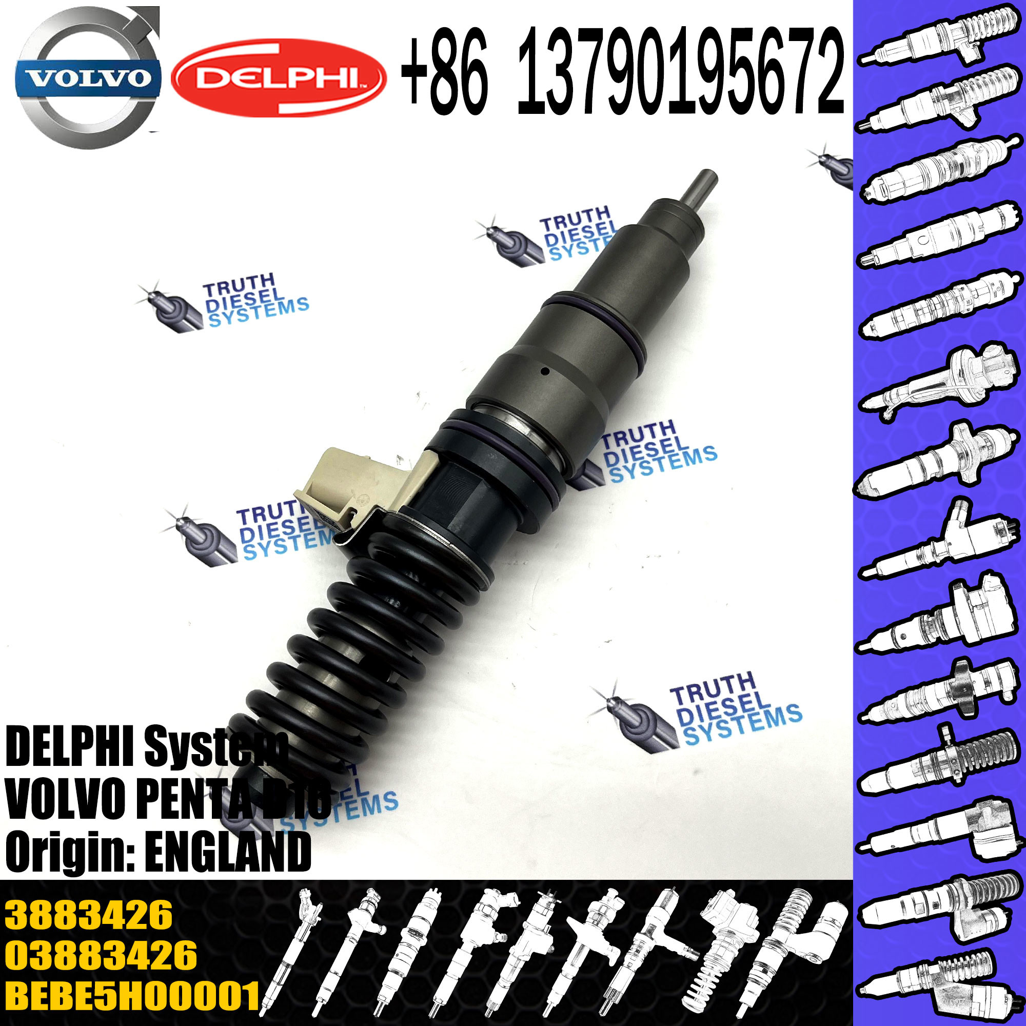 High Quality 2 Pin 4 Pin Diesel Fuel Injector 3883426 Common Rail Injection Nozzle BEBE4D27002 BEBE5H0000 For VOL