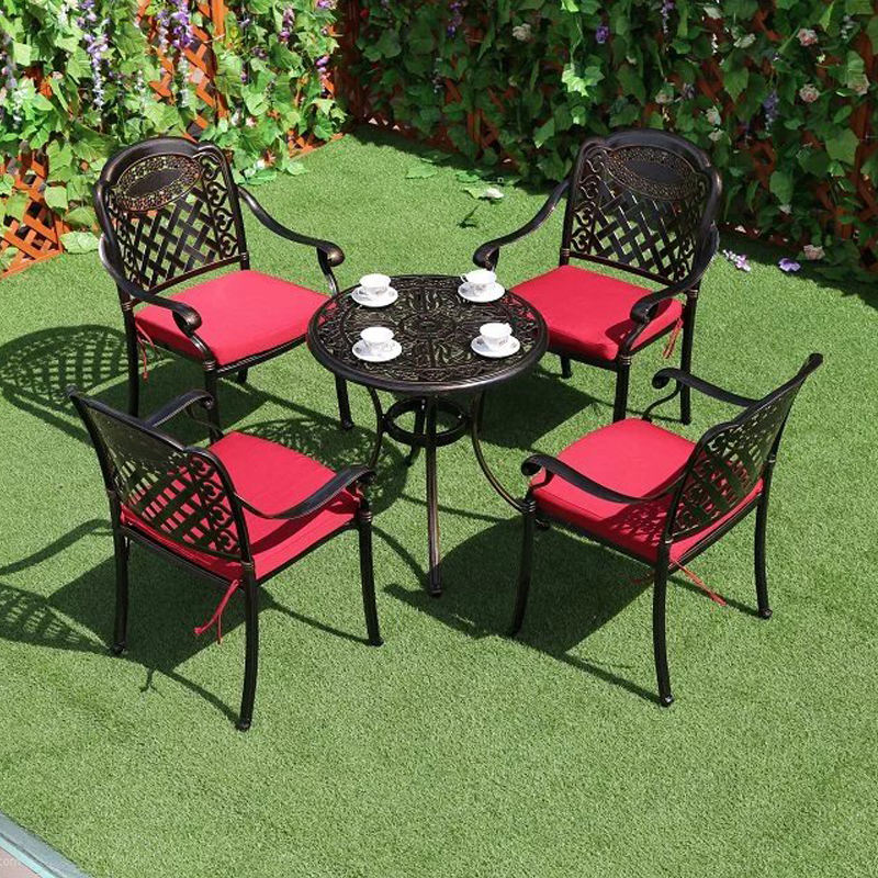 Villa Aluminum Patio Furniture Sets European Cast Aluminum Dining Set