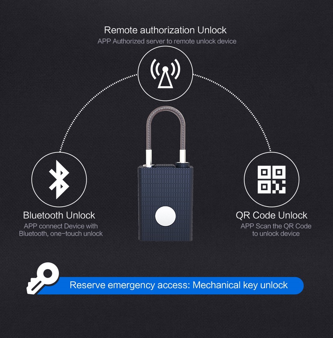 Electronic Alarm Remote Access Padlock 3200Mah For Vehicle Shiping