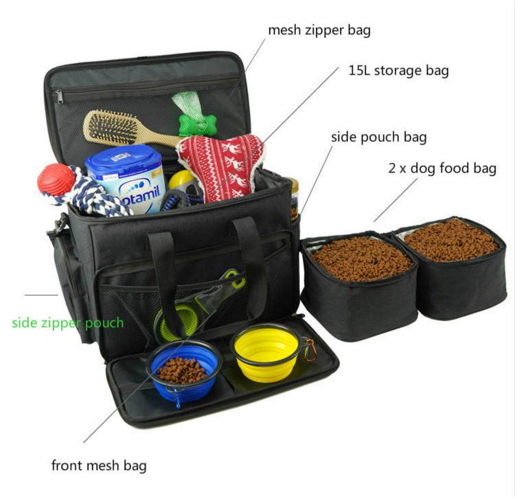 15L Waterproof Dog Food Travel Kit 30cm Dog Gear Travel Bag