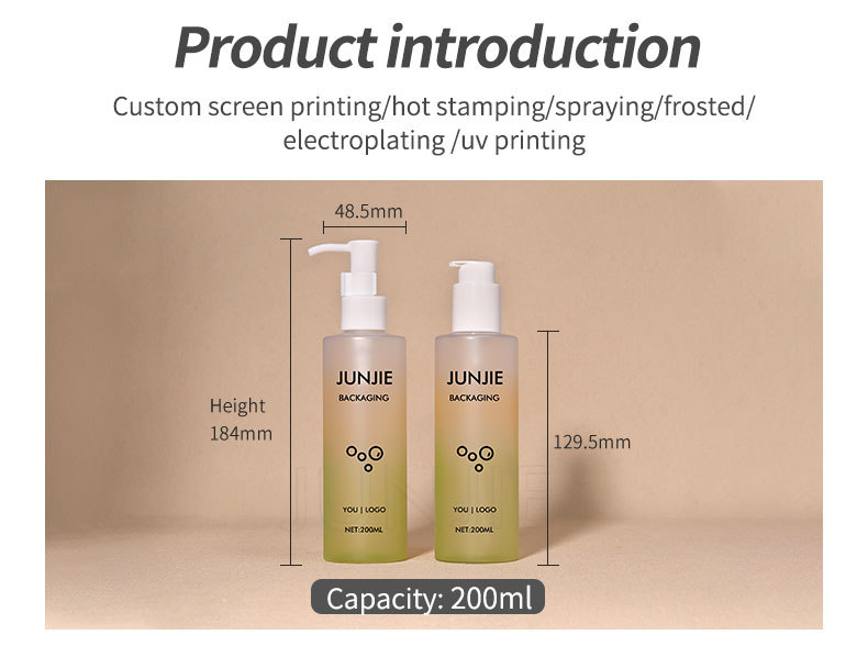 2025 New Launch Product Plastic PET Frosted Green Bottle With Pump Sprayer for Body Lotion Oil 200ml