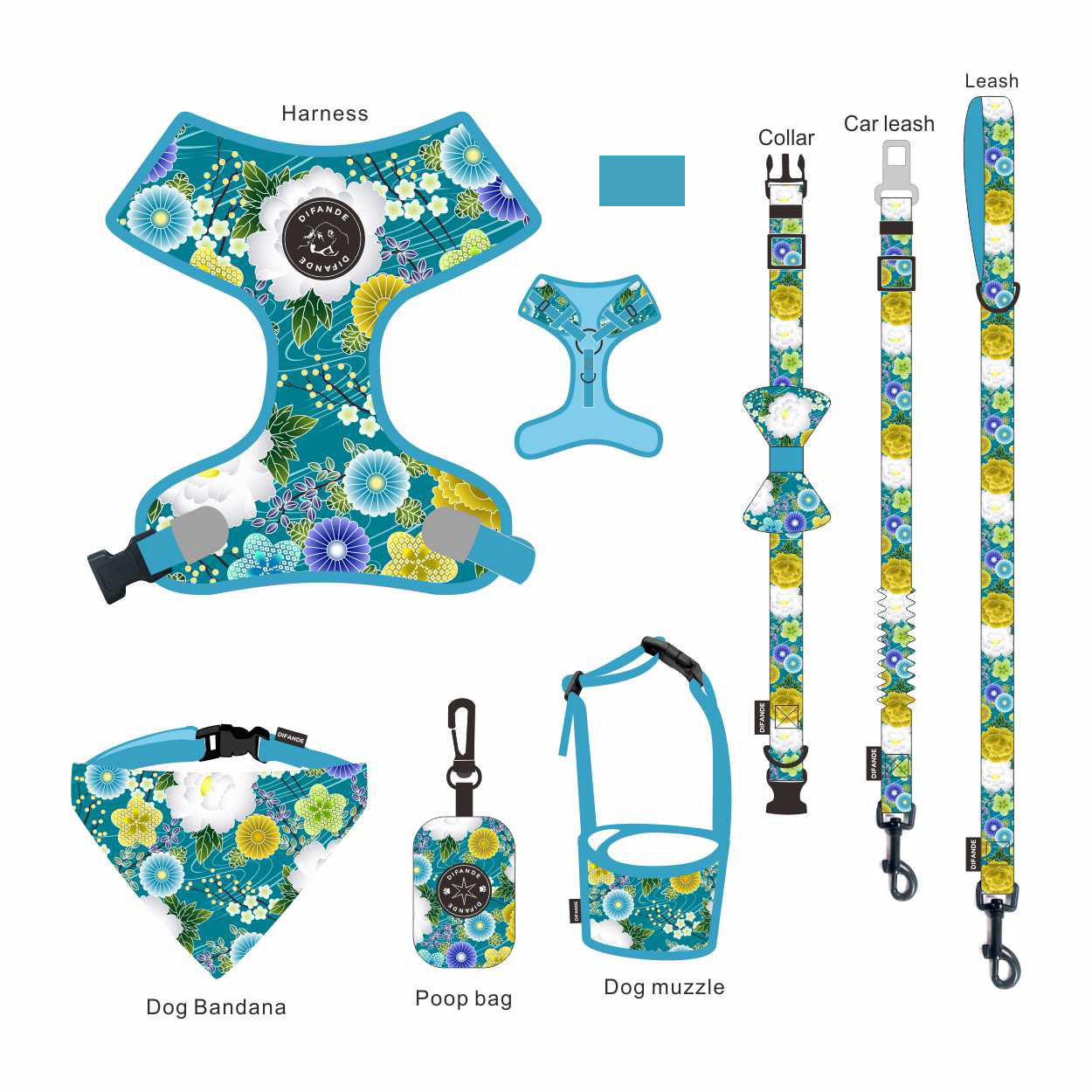 Adjustable Reversible Collar Leash Harness Set Mesh No Pull Dog Vest