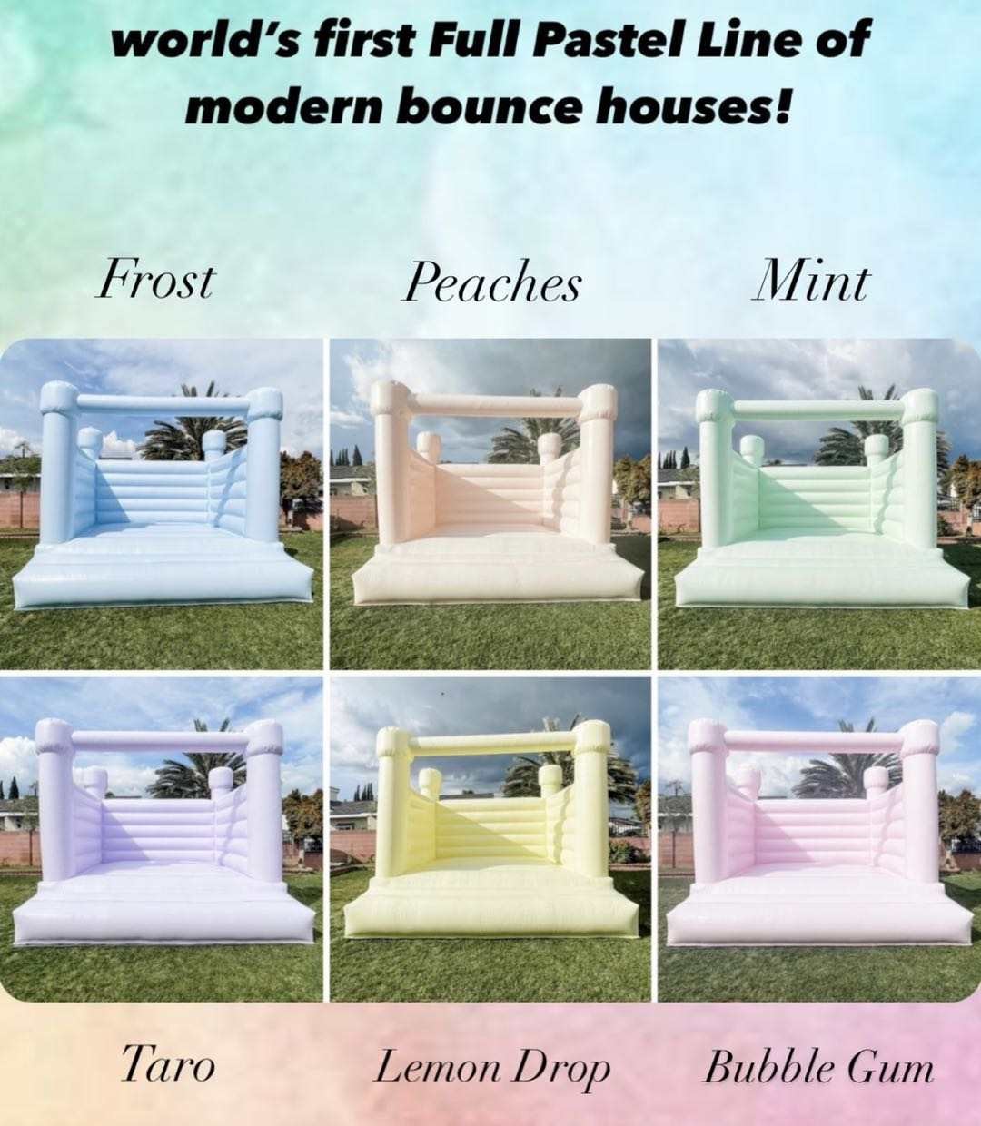 Commercial Grade Light Pastel Color Bounce House Inflatable Jumping White Bouncy