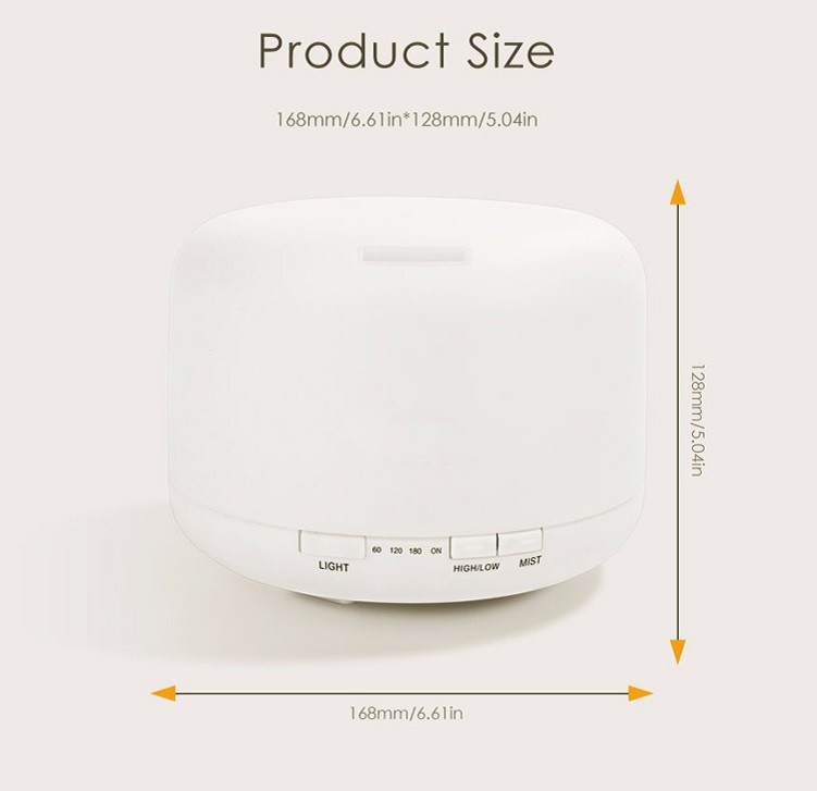 500ML White Plastic Aroma Diffuser With 7 Color LED Light And Remote Controller