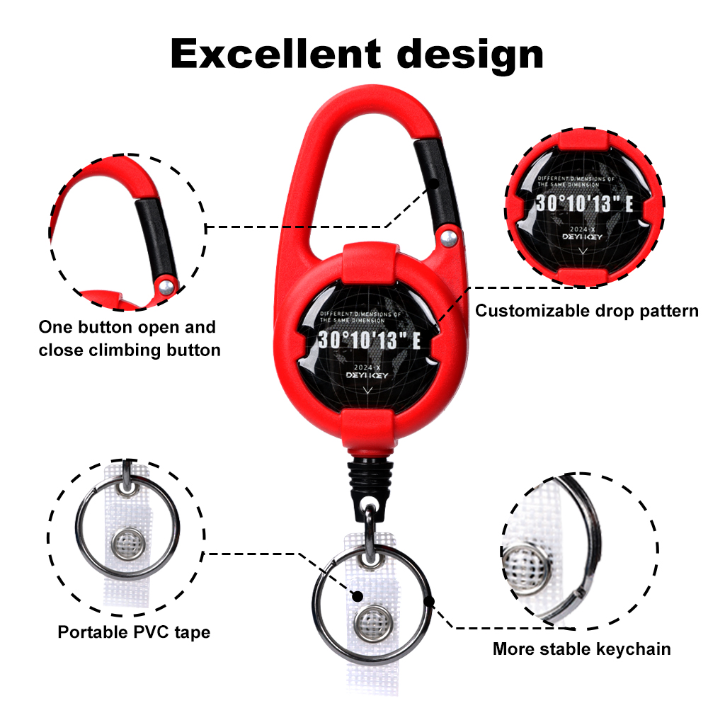 Deyi Badge Reel Retractable Keychain Clip Id Holder Upgraded Stainless Steel Cord Suitable for Men And Wome D Hook