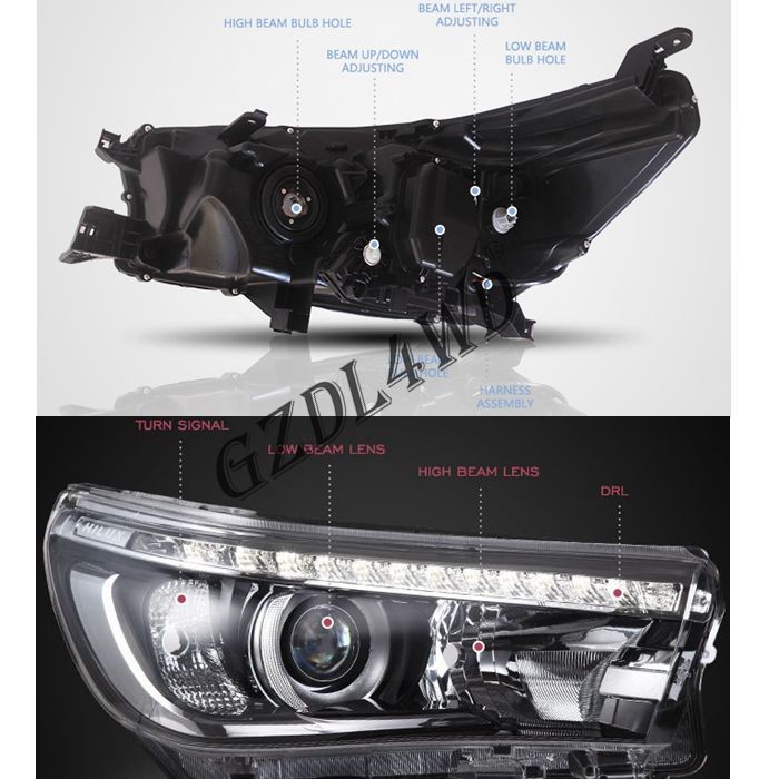 12V 4x4 Driving Lights For Toyota Hilux Revo 2016 OEM Standard Size