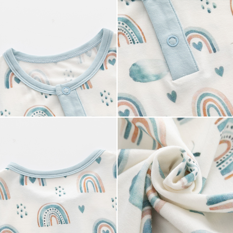 In Stocks Custom Color Printing Baby Rompers 97%Bamboo 3%Spandex Snaps Design Baby Clothing