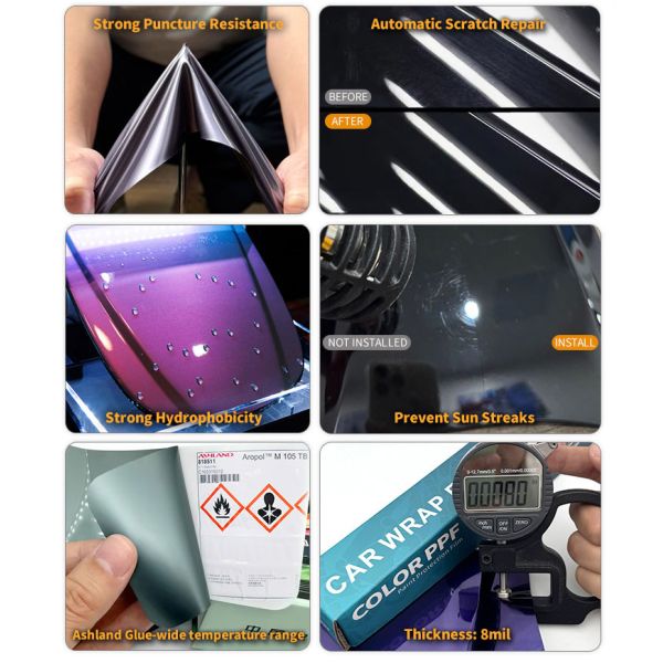 1.52 X 15m TPU PPF Color Changing Self Healing For Body Anti Scratch And Glossy Surface