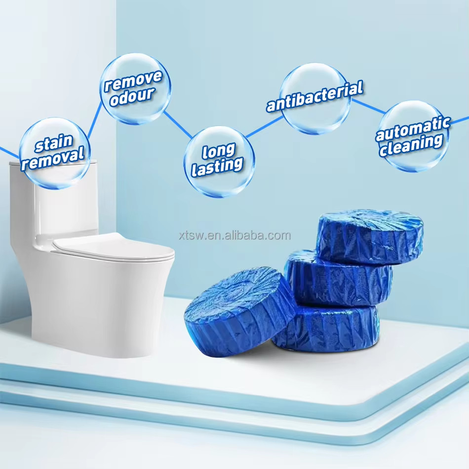 OEM Long Lasting Cistern Toilet Cleaning Tablet Deodorizer Bleach Cleaning Effervescent Blue Toilet Bowl Cleaner Tablets