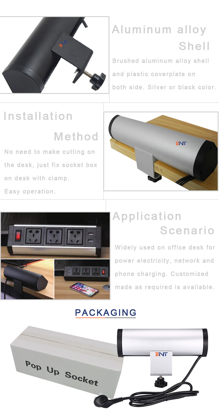 BNT multifunctional office socket with usb charger / table socket box for office furniture