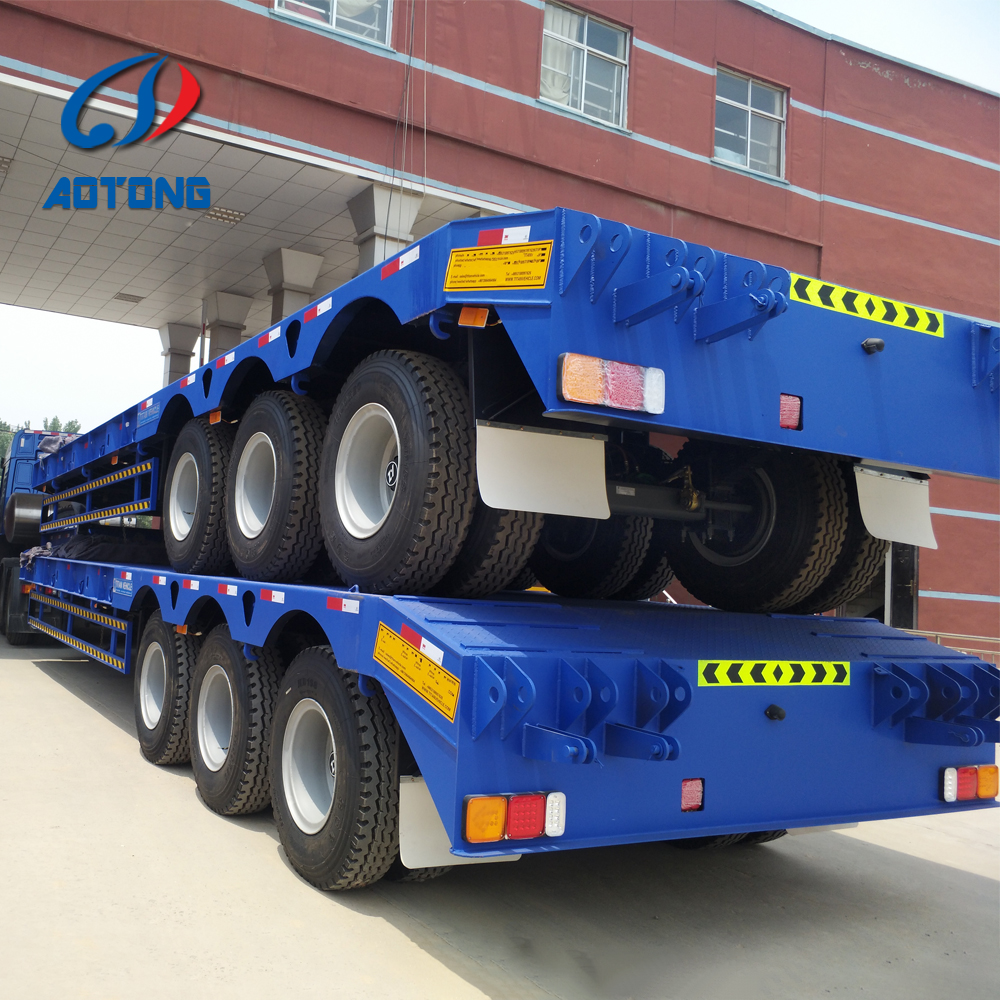 50 Ton Capacity Low Boy Truck Semi Trailer with Hydraulic Ramp and Main Beam Q345B