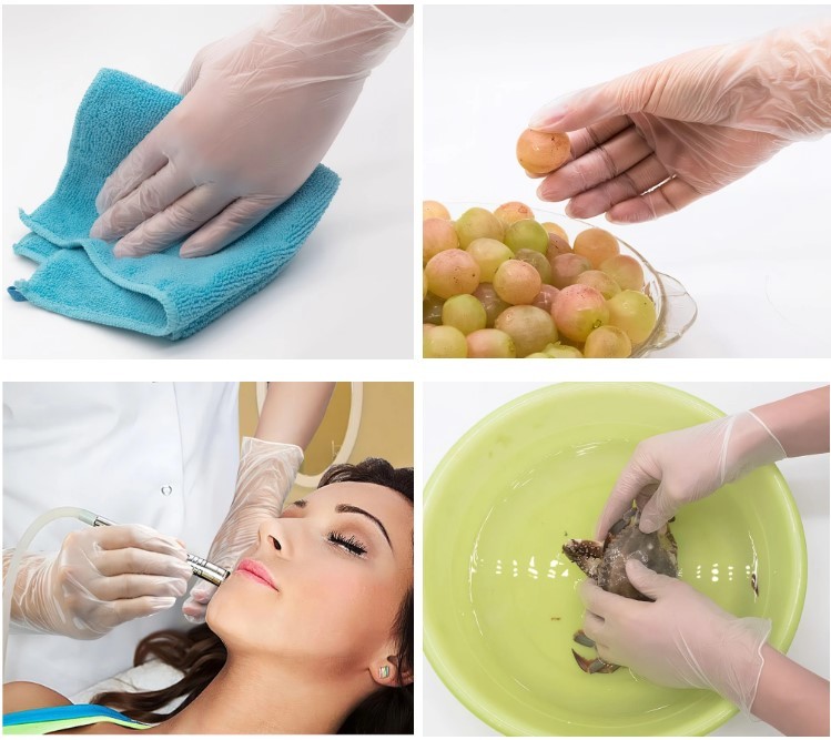 Food Safe Powder Free Vinyl Gloves / Clear Plastic Food Prep Gloves Harmless Odourless