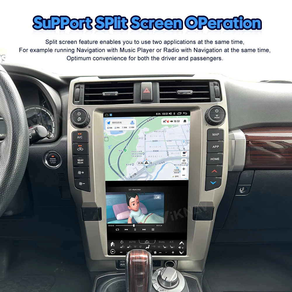 Auto Stereo Car Radio For Toyota 4Runner 2010-2023 Android Auto Carplay GPS Navigation Display Screen Multimedia player