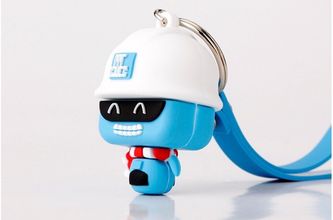 Custom Made Company Brand Mascot Soft Touch PVC Plastic Miniature Key Chain Souvenir For Promotion
