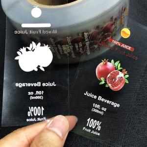 China Custom Vinyl Clear Transparent Label Sticker Matte Beverage Water Juice on sale