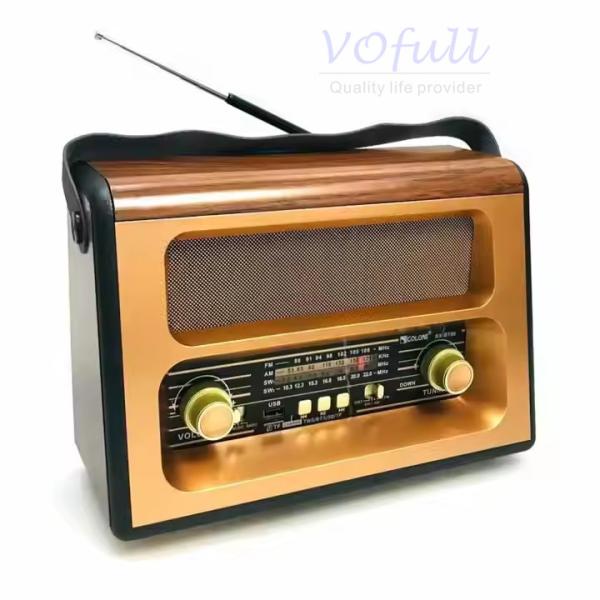 Classic Wooden 3 Band AM FM SW Radio Player With Built In Speaker And USB TF Slot