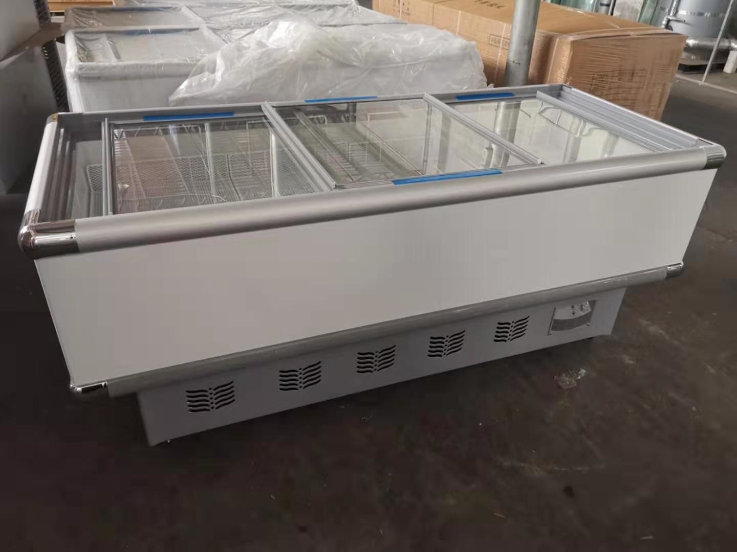 Commercial Upright Freezer Glass Door Direct Cooling Refrigeration Display Cabinet