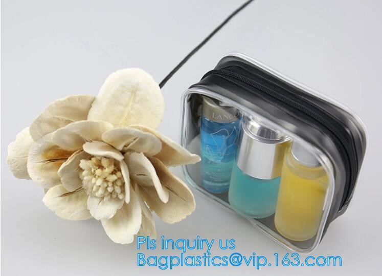Cosmetic/ Makeup/ Toiletry Clear PVC Travel Wash Bag with handle, Cosmetic Gift Bags Tote Travel Makeup Bag for Zipper