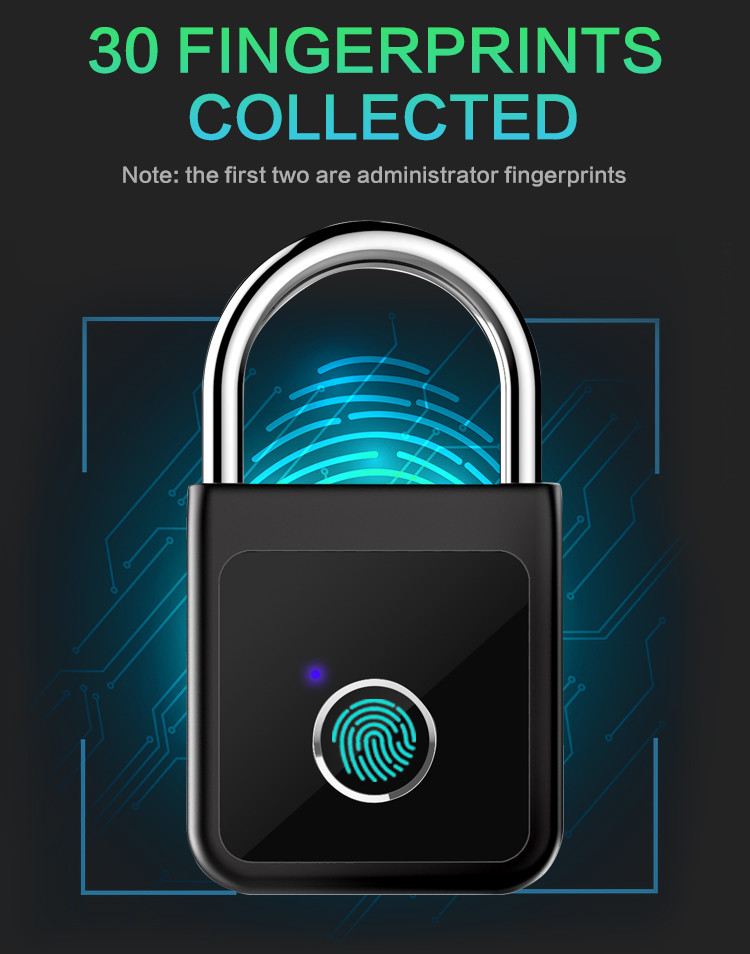 Smart Door Lock Keyless Fingerprint Padlock Safety Biometric Digital Finger Print Electronic Pad Locks