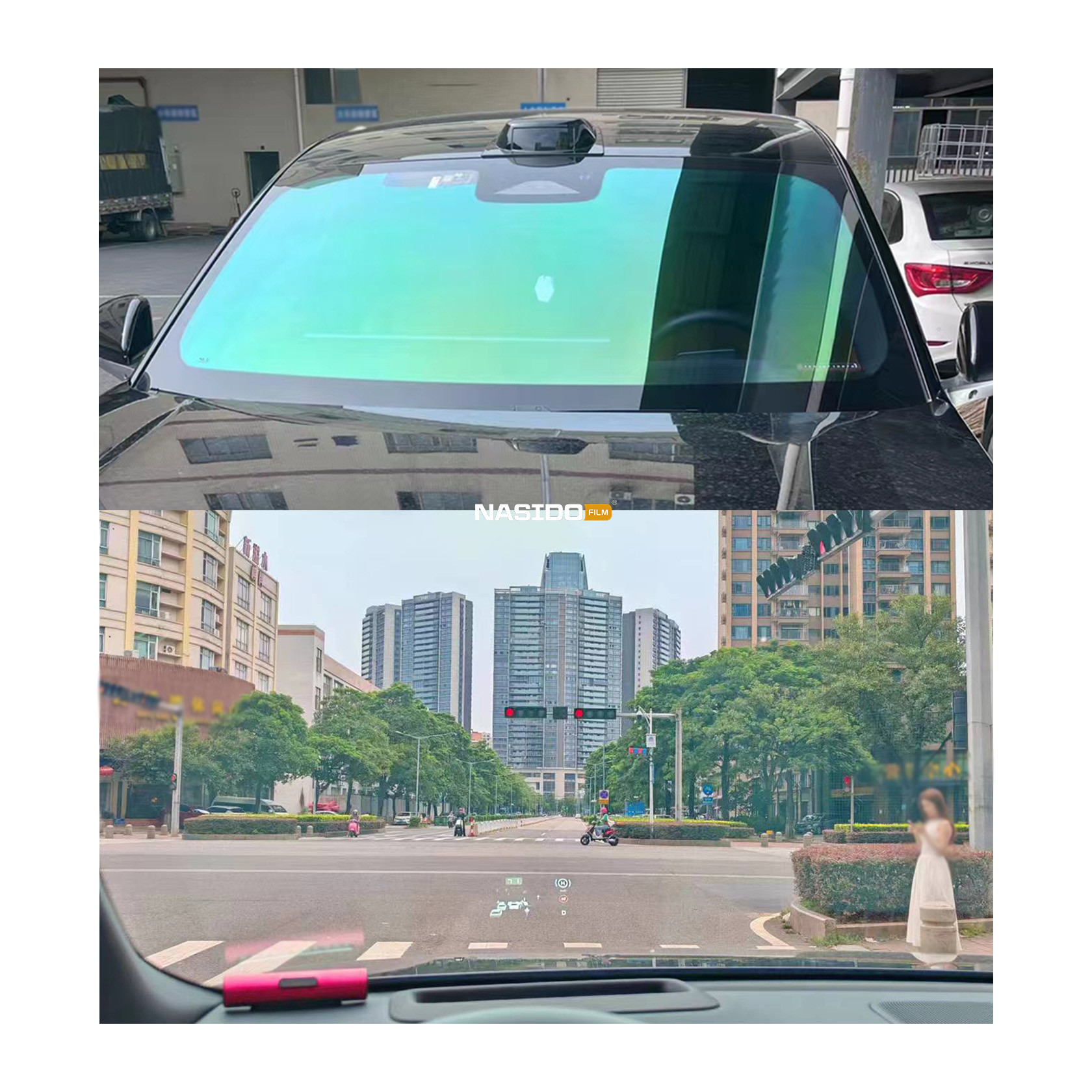 Green Magic Gold Chameleon Glass Tint IRR 97% Removable Windshield Film For Car