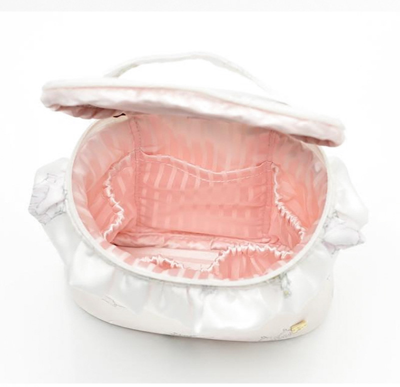 Plain Round Cylinder Bucket Portable Custom Cosmetic Bag