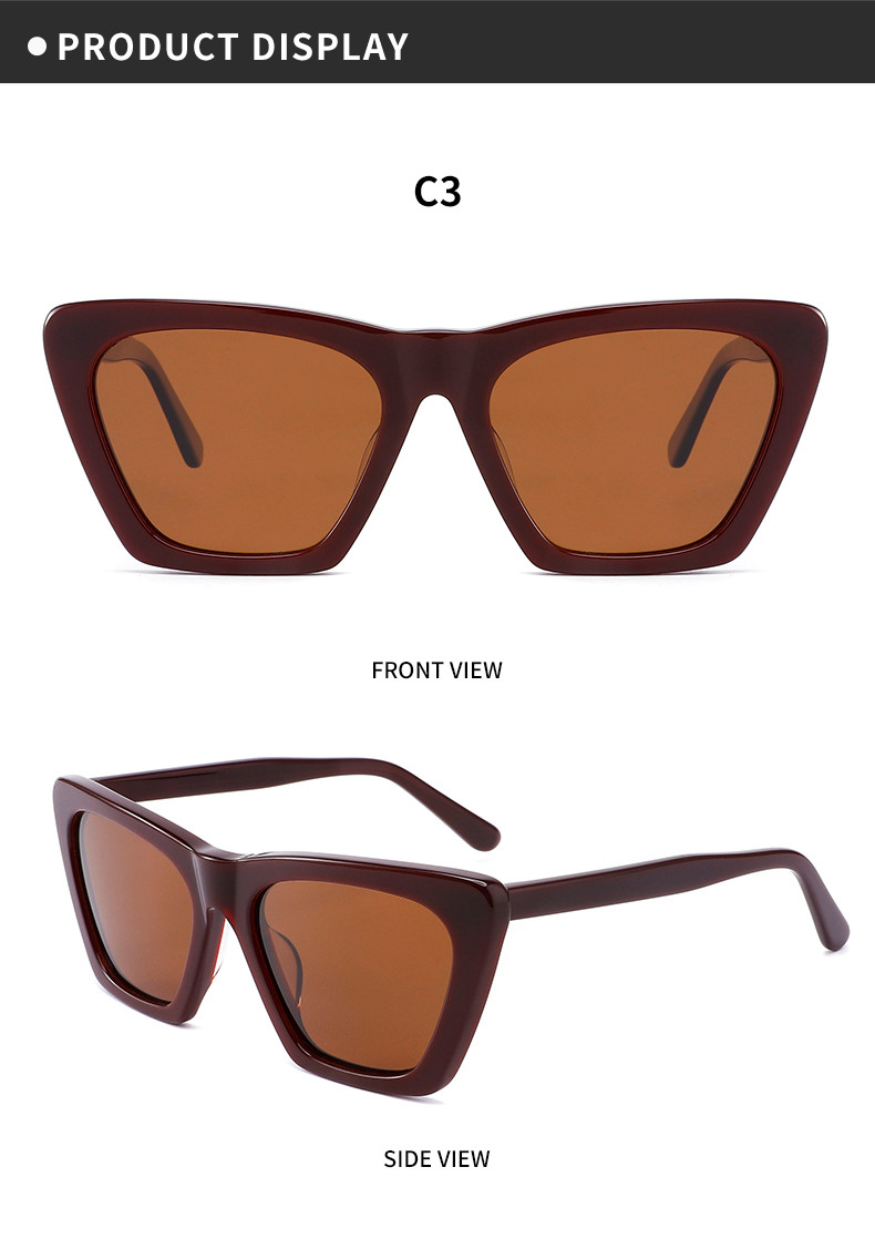 Cat Eye sun blocking sunglasses Vintage Narrow Square Eyeglasses Acetate Frame 54mm