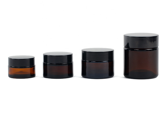 Amber 15ml 50ml Glass Cosmetic Cream Jar With Screw Cap