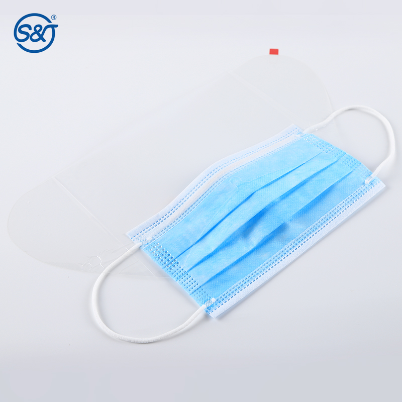 SJ personal protective equipment protection medical mask face shield 3 ply disposable surgical face mask with shield