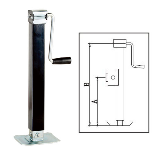 7000LBS Square Tube Trailer Jack Stands Sidewind With Drop Leg 15" + 12" Lift