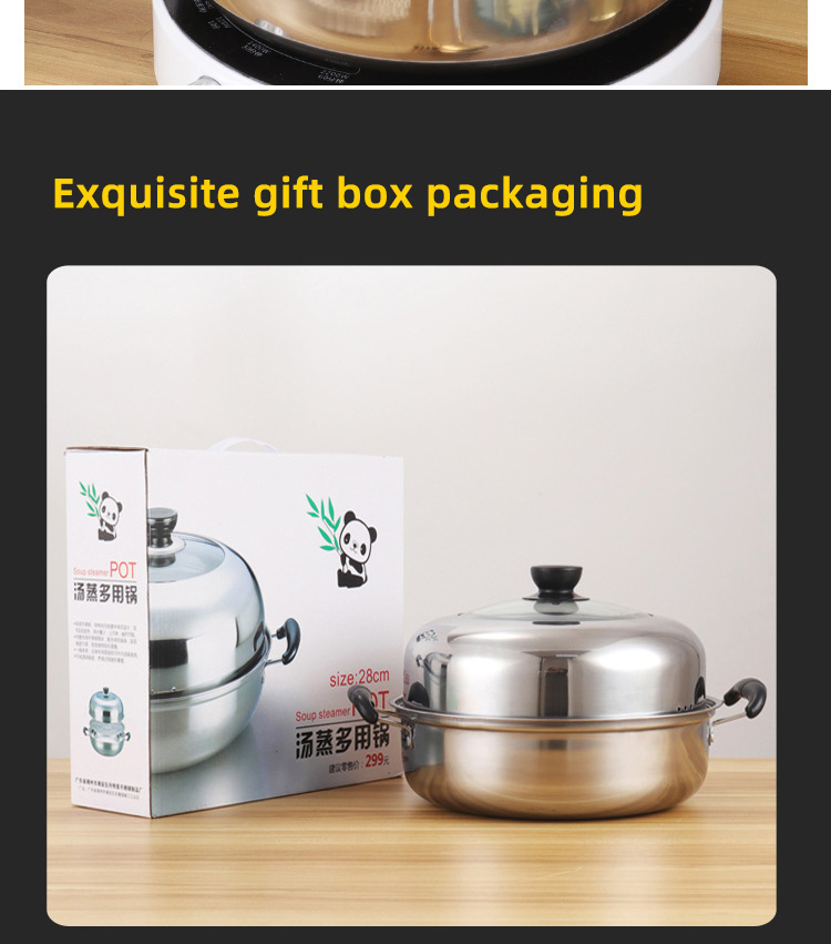 Wholesale 28cm Cooking Pot 2 Layer Cooking Steamer Stainless Steel Food Steamer Steamer Pot With Lid