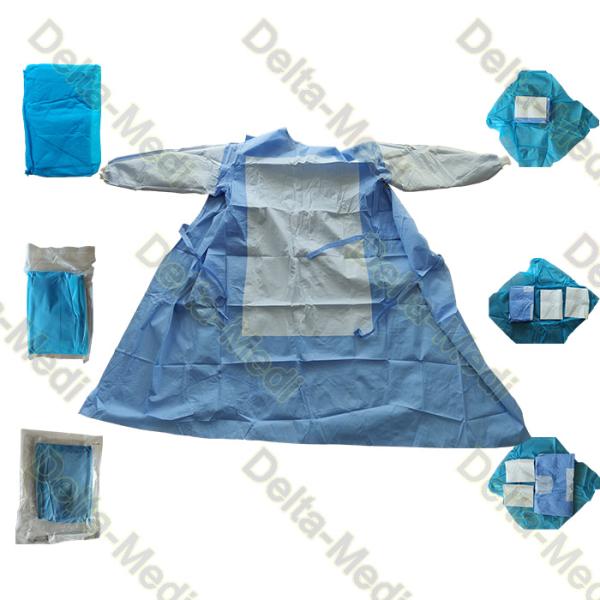 510k En13795 Disposable Reinforced Surgical Gown Velcro On The Neck