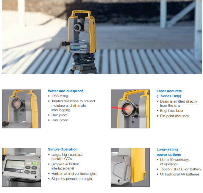 Model Topcon DT-300 Series Electronic Digital Theodolite 5 "/ 7" / 9" Topcon Theodolite