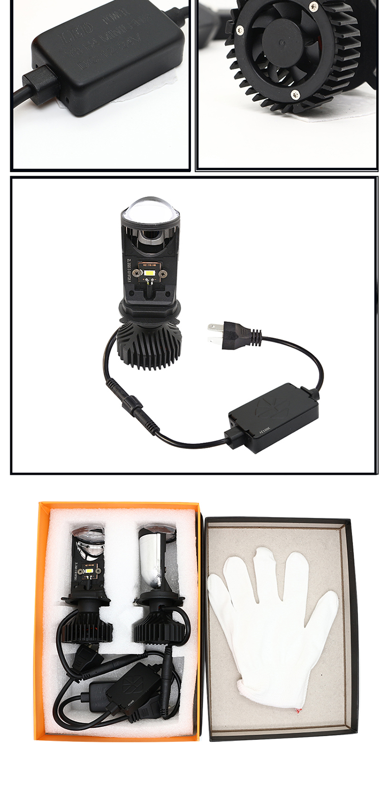 Y6 Mini H4 Bi LED Car Headlight Bulb Auto Lighting System Projector Lens