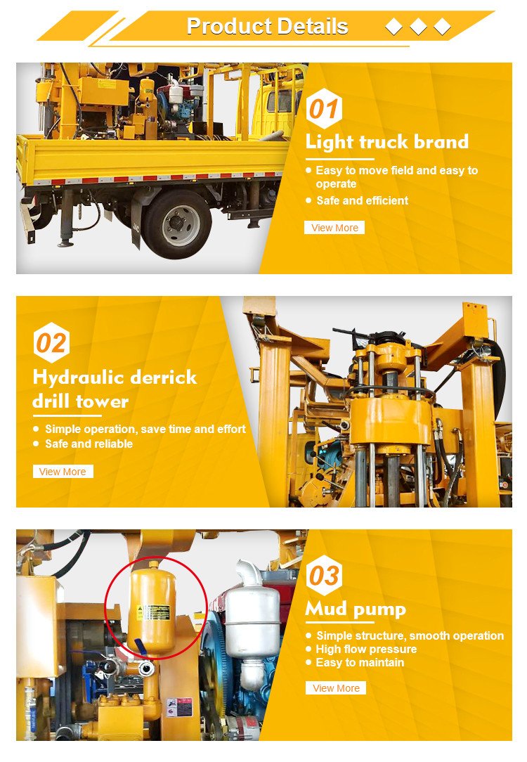 Commercial 200m Deep Water Well Drilling Truck Water Well Service Rig Vehicle Mounted