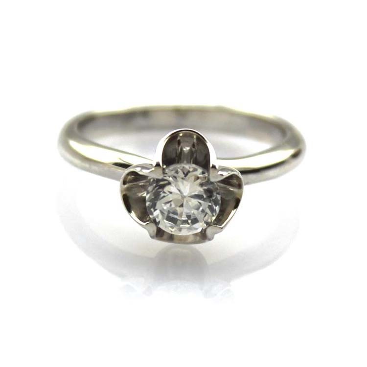 Sterling Silver Engagement Ring with Solitaire 6mm Created Blue Topaz(F88)