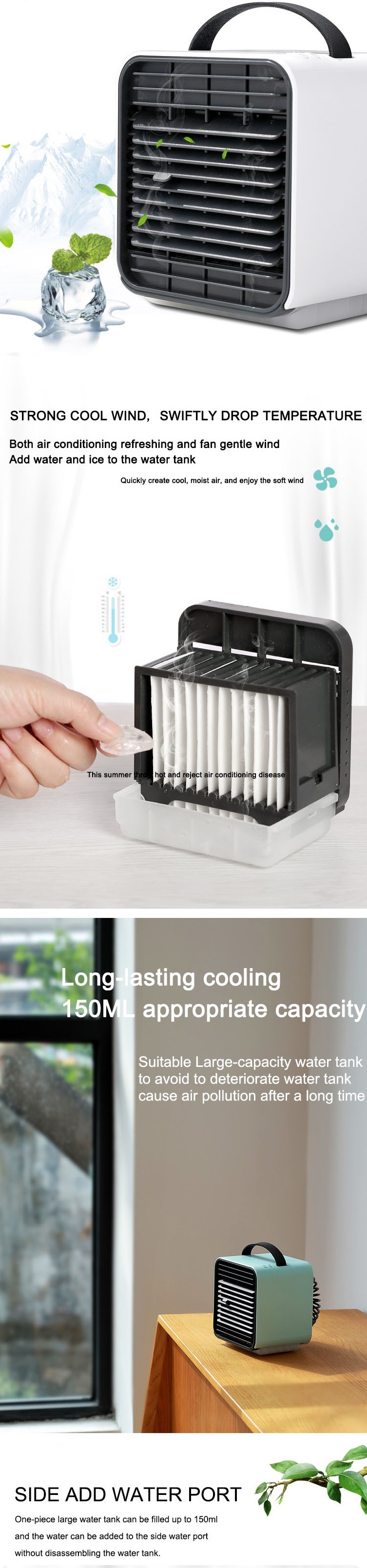 Personal Mini Air Cooler Fan with Adjustable Wind Direction