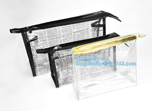 makeup cosmetic bag beauty flat pouch, bag clear vinyl pvc packaging bag with slider zipper, vinyl slider zipper bag,zip