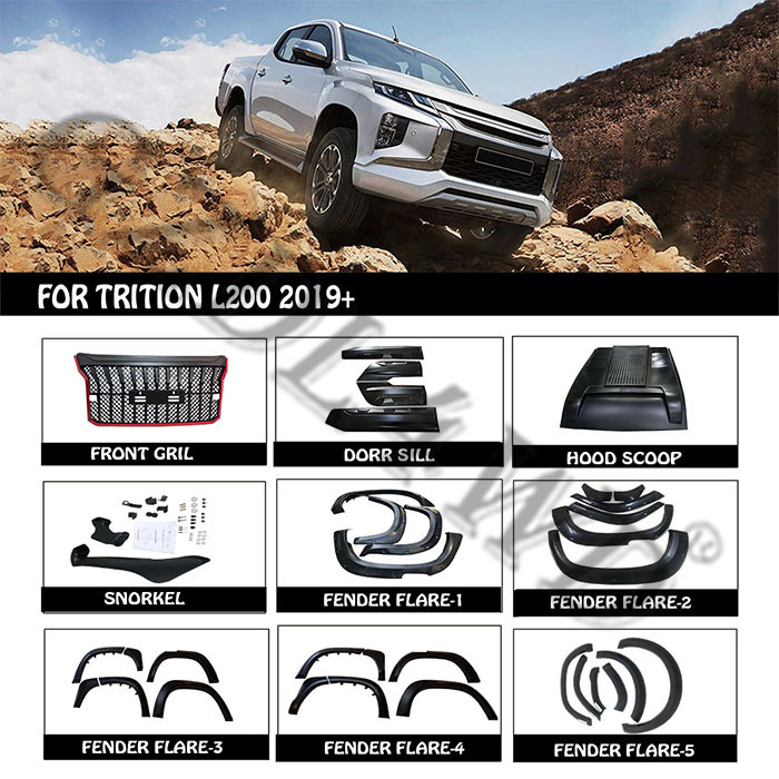 Four Wheel Parts Bolt On Hood Scoops Cover For Ford Ranger T8 ABS Plastic