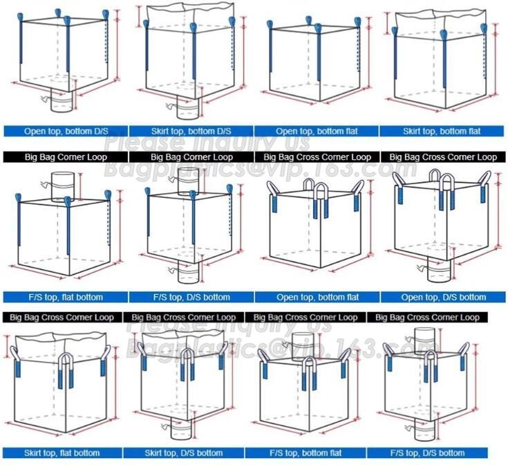 OEM 1 ton 2 ton PP woven big bags shipping jumbo bulk bag,High Quality 2 loops pp woven big bag,100% New Virgin Polyprop