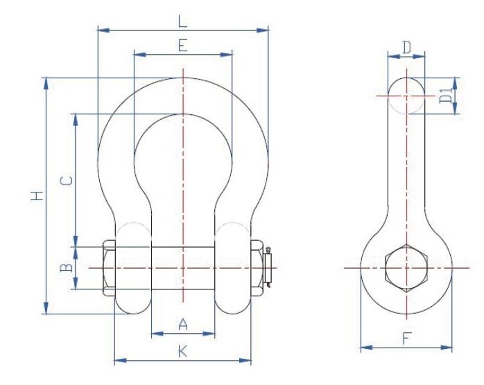 RR-C-271D 0.75'' WLL 4.75 Tons Pin Bow Shackle