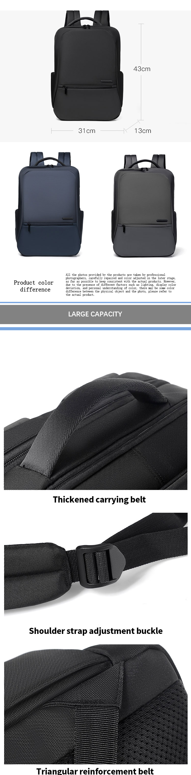 OEM Men's Work Backpack With Laptop Compartment , Waterproof Business Backpack